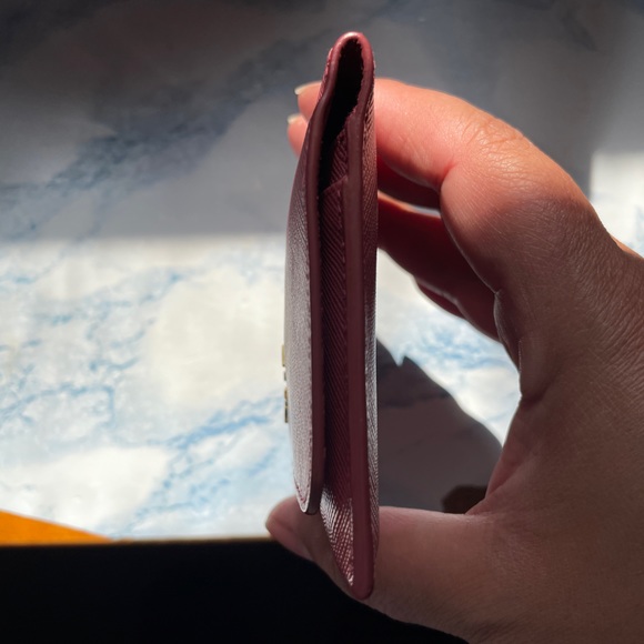 PRADA Logo Saffiano Leather Card Case Card Holder Pink Authentic Used - Picture 5 of 7